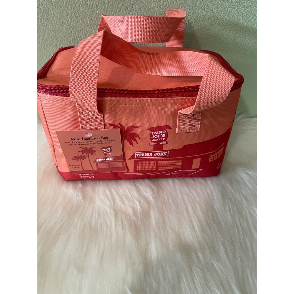 Trader Joes Mini Insulated Tote Lunchbox Peach Color  New